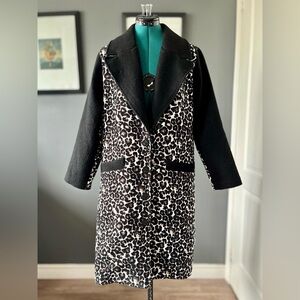Handmade leopard-print coat, reworked secondhand textiles, ladies' size XS-S